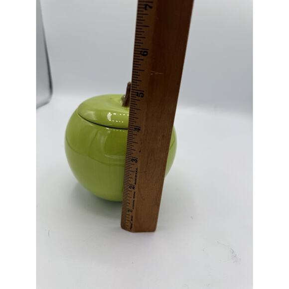 Green Ceramic Apple Shaped Canister 5in Tall - Picture 7 of 7